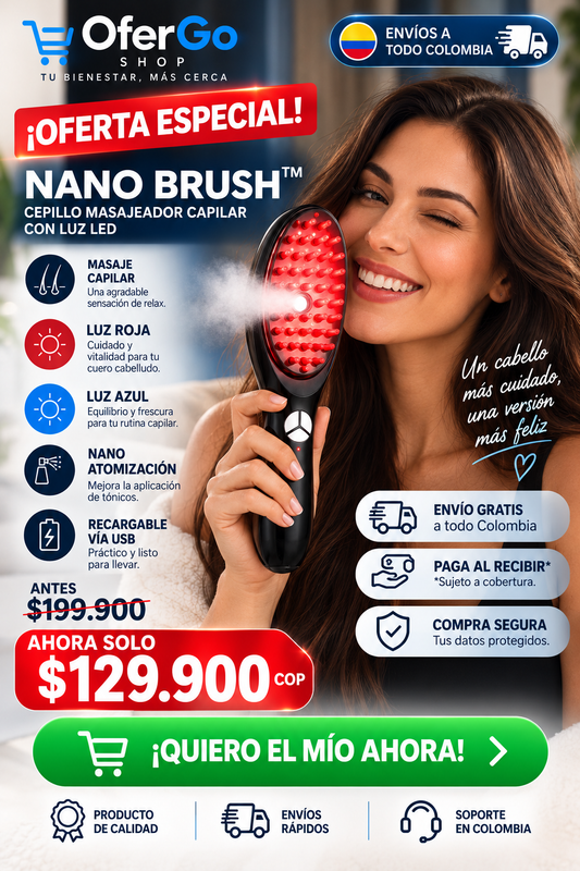Nano Brush™ 4 en 1 | Masajeador Capilar con Luz LED