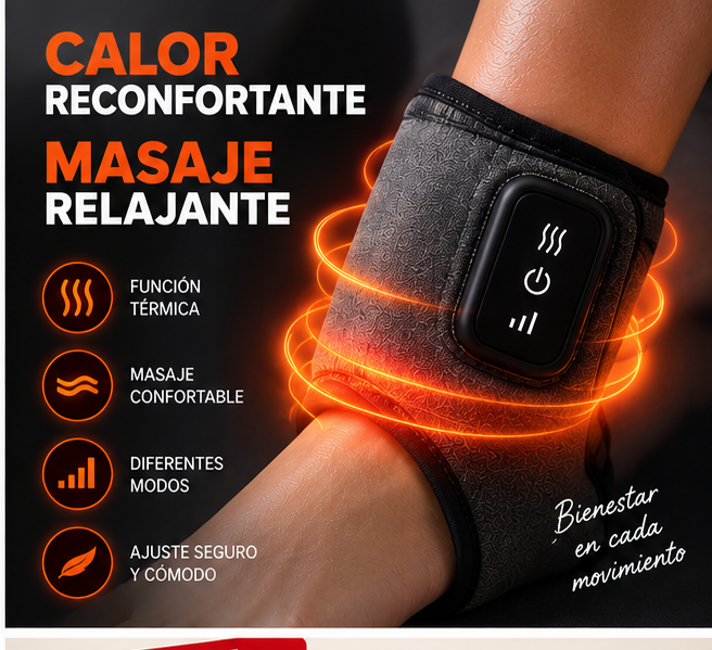 Masajeador Térmico ajustado alrededor del tobillo